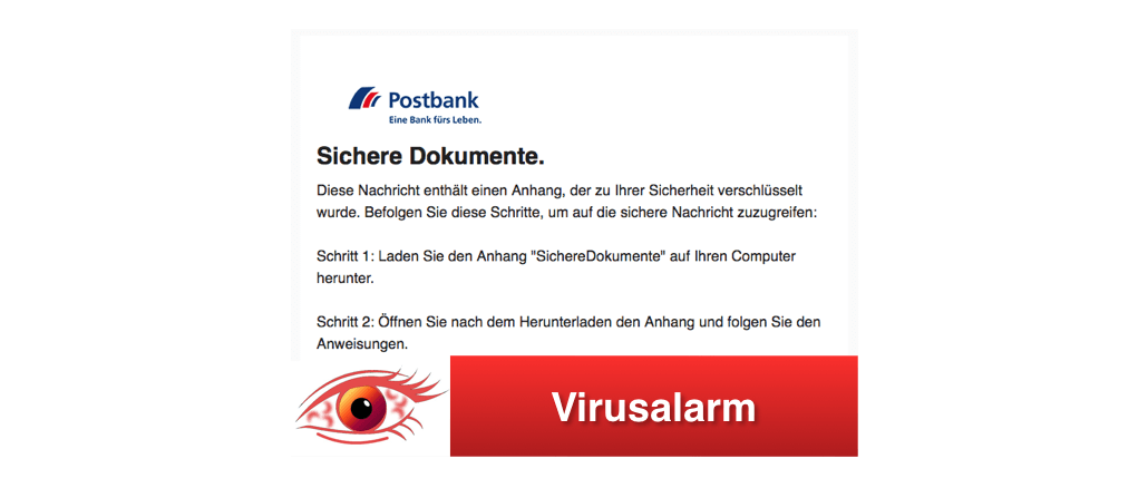 2018-03-23 Postbank Fake Mail Sichere Dokumente Virus