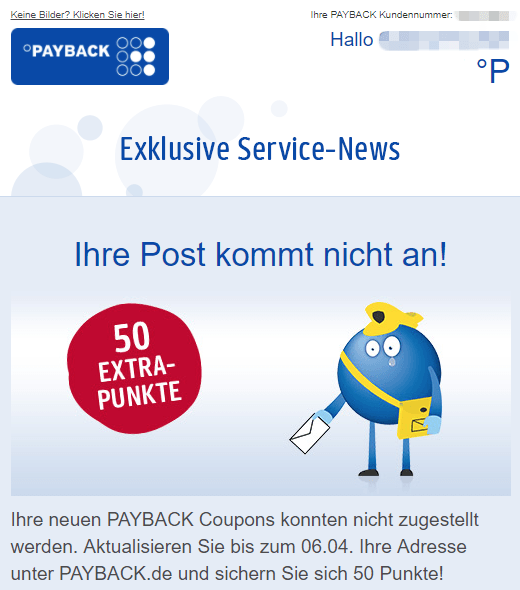 2018-03-26 Payback Mail Ihre Post kommt nicht an ist echt