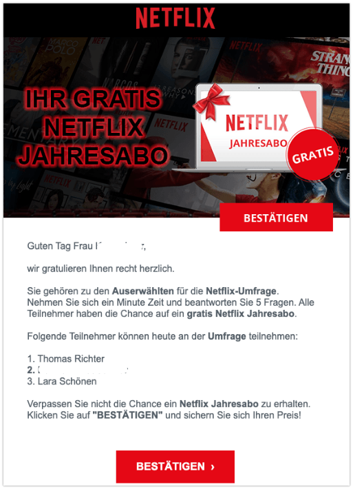 2019-09-20 Netflix Jahresabo Spam-Mail Ihr Netflix Jahresabo jetzt sichern