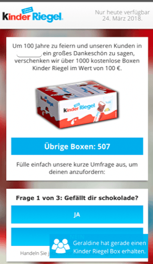 Fake Kettenbrief Kinder Riegel Box 1