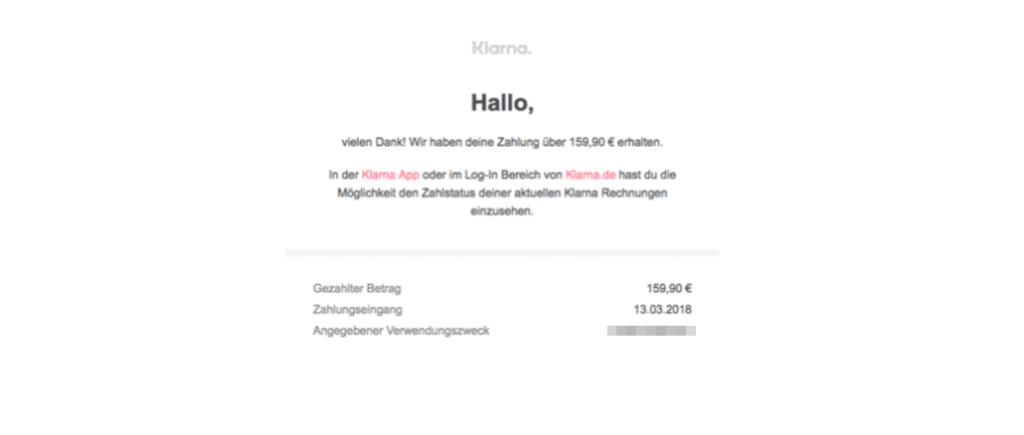 Klarna Rechnung Entwarnung