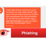 Phishing SMS ebay-kleinanzeigen Premium-Paket