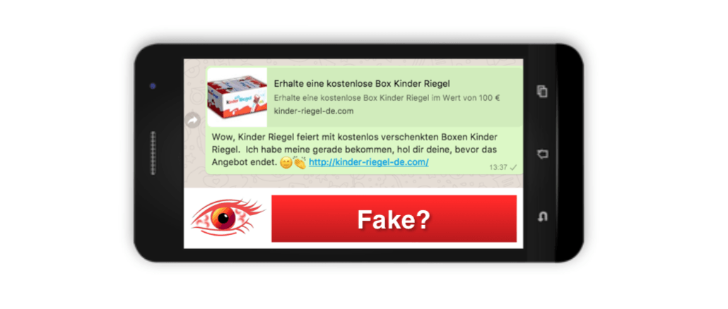 Spam Fake Kettenbrief Kinder Riegel Box