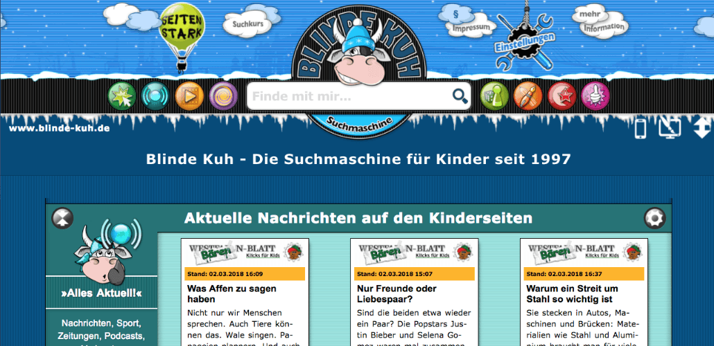 bline-kuh.de Suchmaschine Kinder