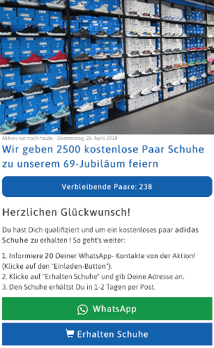 Kettenbrief 2500 kostenlose Adidas Schuhe 2