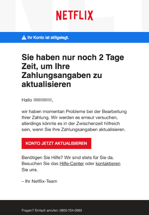 Netflix Mail Aktualisieren Sie Ihre Zahlungsangaben