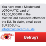 SMS mit Gewinn im Namen von MasterCard