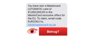 SMS mit Gewinn im Namen von MasterCard