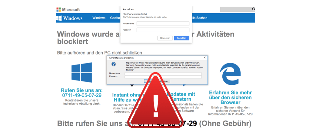 Fake-Virus-Warnung im Namen Microsoft Windows