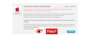 Fake-Viruswarnung Trojaner Spyware im Namen AppleCare