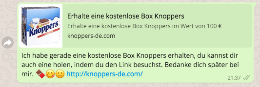 WhatsApp Kettenbrief Knoppers