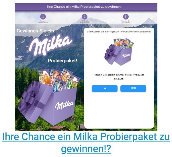 2020-04-02 Milka Testpaket Spam-Mail Gewinnen Sie ein Milka Probierpaket