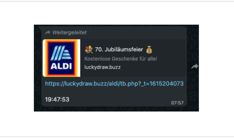 WhatsApp Aldi kostenlose Geschenke Kettenbrief_Titel