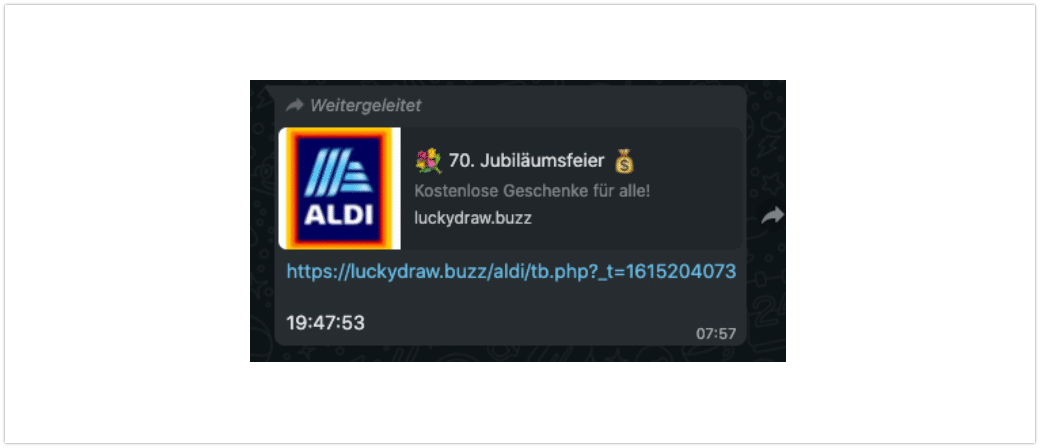 WhatsApp Aldi kostenlose Geschenke Kettenbrief_Titel