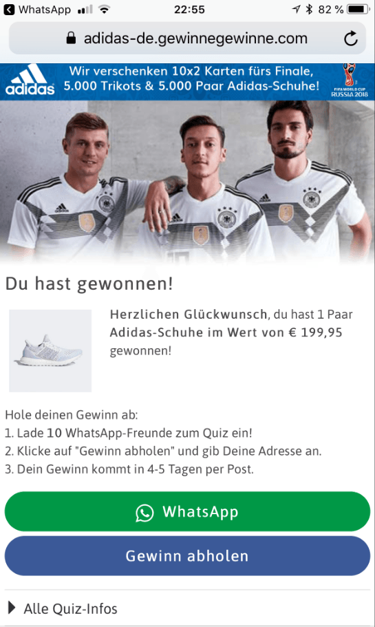 WhatsApp Kettenbrief von Adidas 2