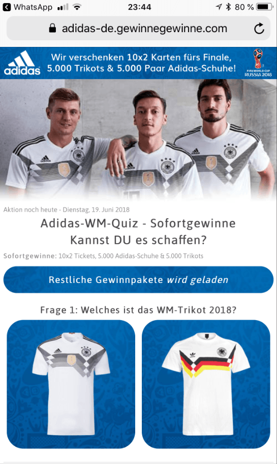 WhatsApp Kettenbrief von Adidas