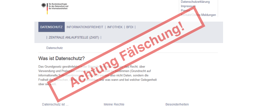 dgsvo gefälschte Webseite