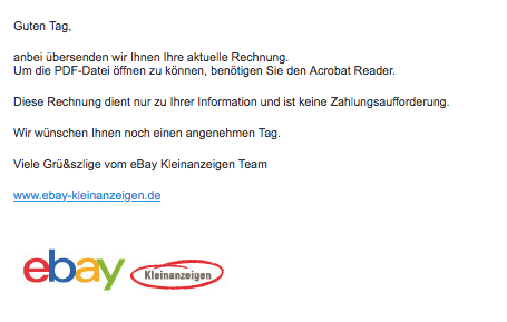 ebay kleinanzeigen Rechnung Information