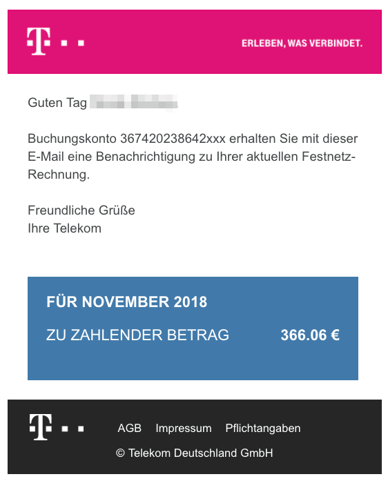 2018-11-13 Telekom Spam Rechnung Virus Ihre Rechnung vom November 2018