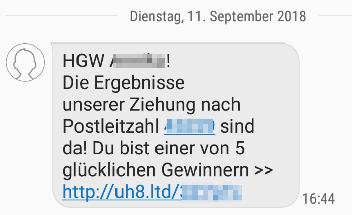 2018-09-13 SMS im Namen Mediamarkt Fake Gewinn