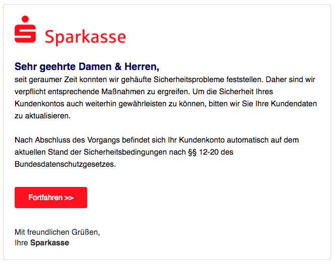 2018-09-17 Sparkasse Spam-Mail Sicherheitswarnung