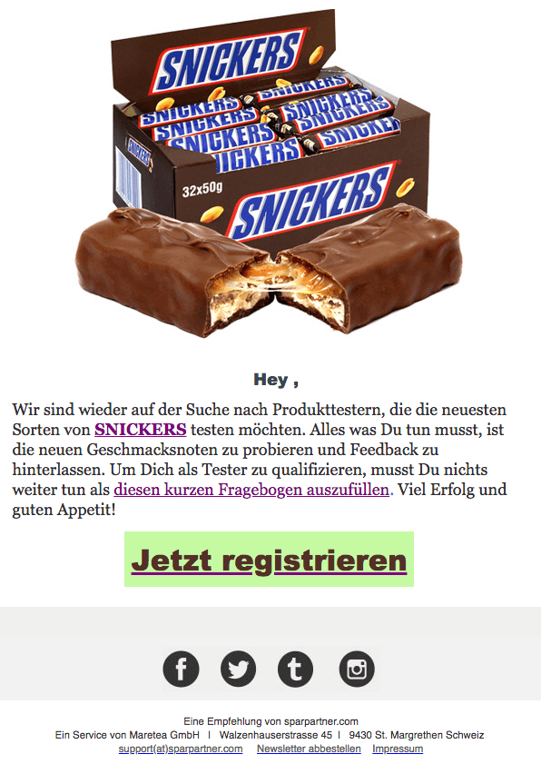 2018-09-24 Snickers Spam Mail Produkttest