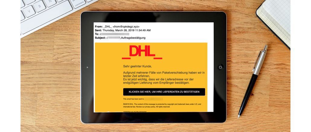 2019-03-29 DHL Spam-Mail Fake Auftragsbestaetigung