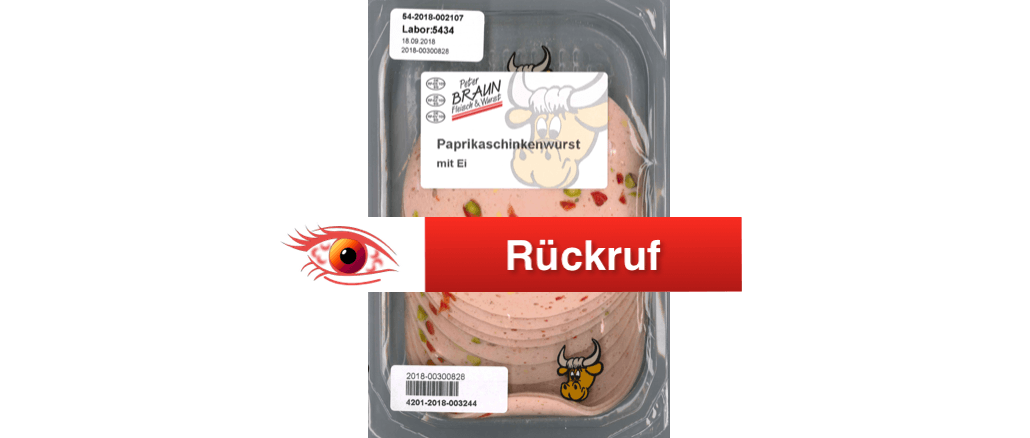 Rückruf PaprikaSchinkenWurst Metzgerei Peter Braun