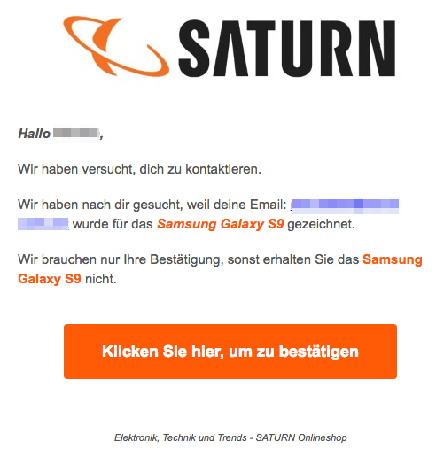 E Mail Im Namen Von Saturn Ist Eine Abofalle Vorsicht Fake