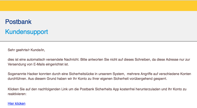 2018-10-01 Postbank Spam Sicherheits App Wichtig- Ihr Kundenkonto