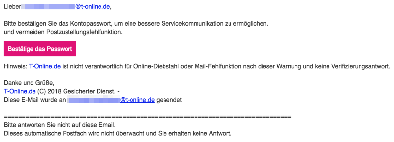 2018-10-16 Telekom T-Online Spam Mail Achtung- E-Mail-Kontoinhaber