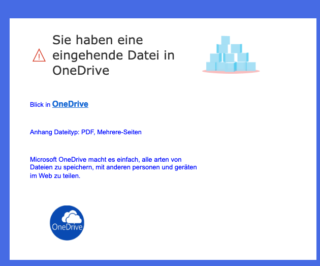 2019-03-06 Microsoft OneDrive Fake-Mail Phishing Sie haben ein eingehendes Dokument auf Microsoft OneDrive