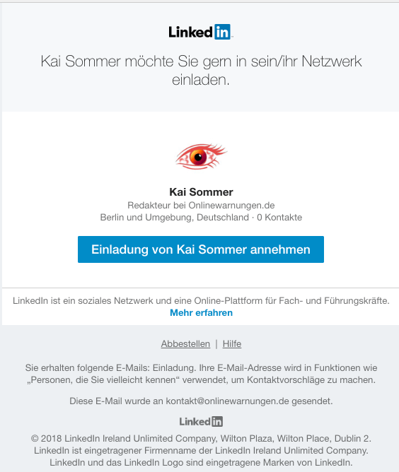 2018-11-06 LinkedIn Einladung per E-Mail
