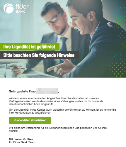 2018-12-22 Fidor Bank Spam-Mail Wichtig- Ihre Liquidität ist gefährdet