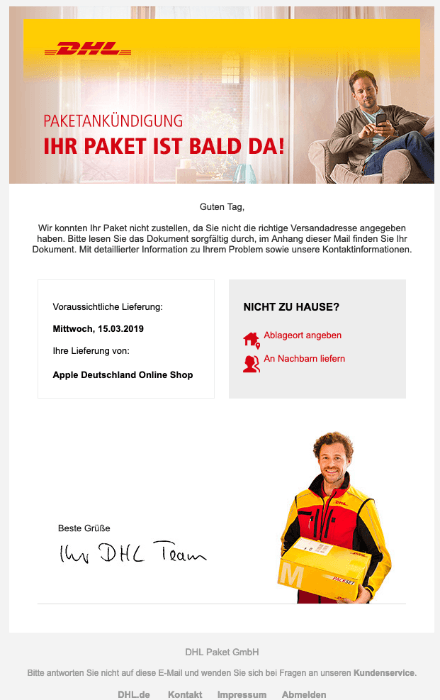 2019-03-14 DHL-Mail Paketlieferung Problem