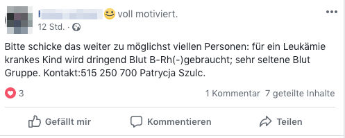 2018-12-12 Kind Leukämie Kettenbrief Spender gesucht