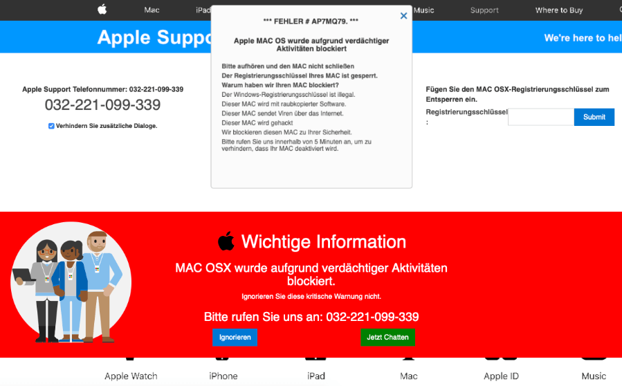 Apple Fake-Viruswarnung Mac OS X