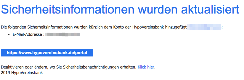 2019-01-13 HypoVereinsbank Spam-Mail Sicherheitsinformationen wurden aktualisiert