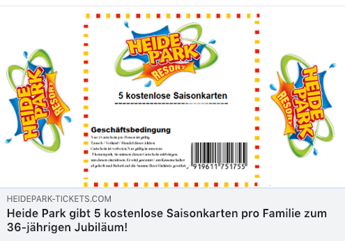 2019-01-14 Eintrittskarten Heide Park auf facebook sind Fake