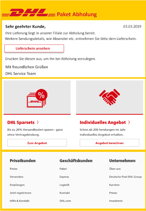 2019-03-05 DHL Virus-Mail Fake Ihre Sendung