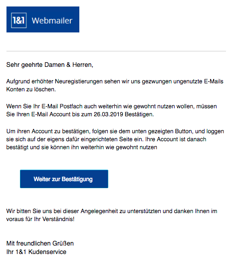 2019-03-14 1und1 Phishing-Mail Löschung ungenutzter E-Mail Konten