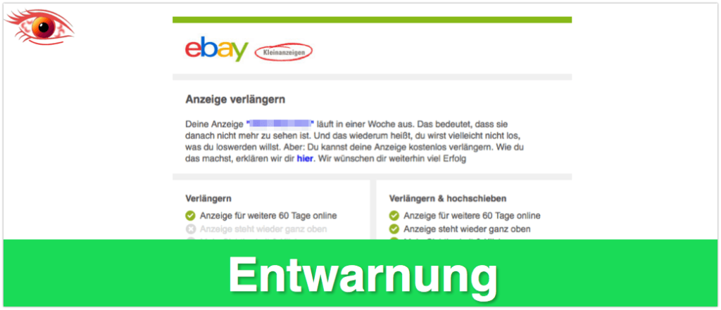 Ebay Kleinanzeigen Nachricht Kann Nicht Gesendet Werden Mail: Deine Anzeige läuft in einer Woche aus von eBay Kleinanzeigen