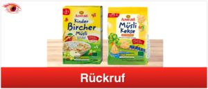 Rückruf Alnatura Kinder Bircher Müsli und Müsli Kekse