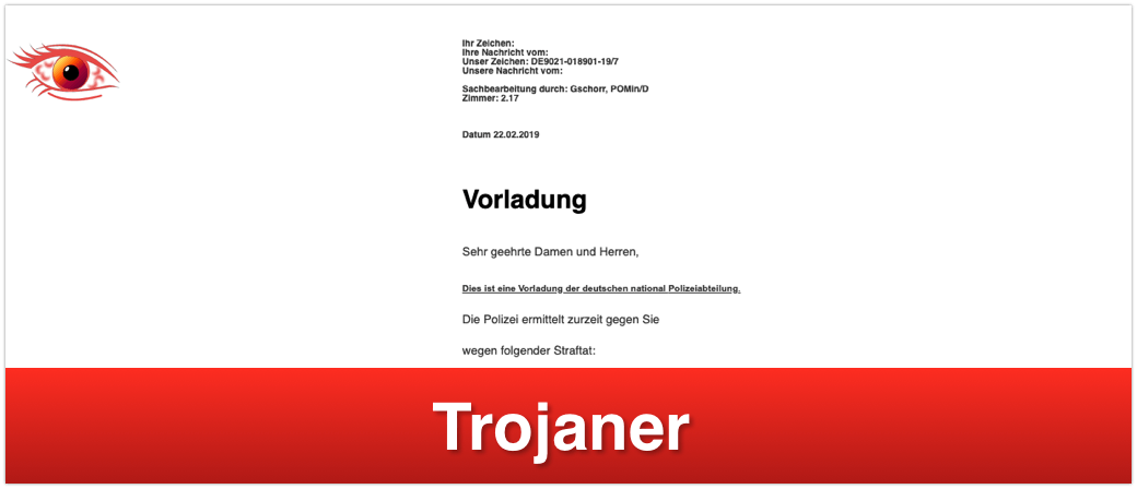 Trojaner Vorladung Polizei Mail