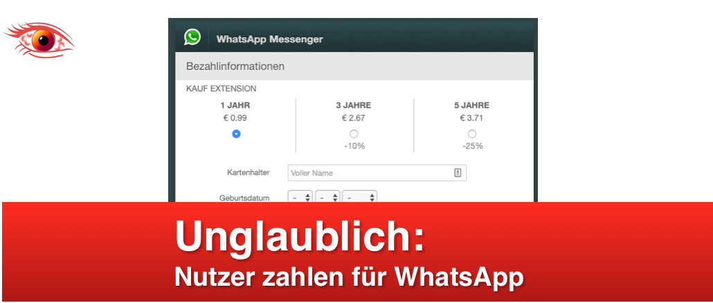 WhatsApp Phishing Fake-Mail Kosten WhatsApp