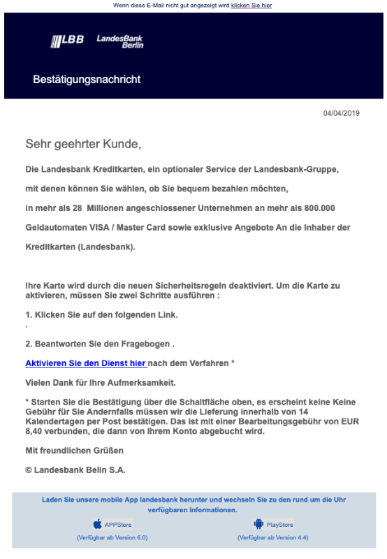 2019-04-04 Landesbank Berlin Spam-Mail Bestätigungsnachricht