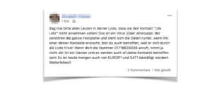 2019-04-25 Facebook Warnung vor Ute Lehr Fake Meldung