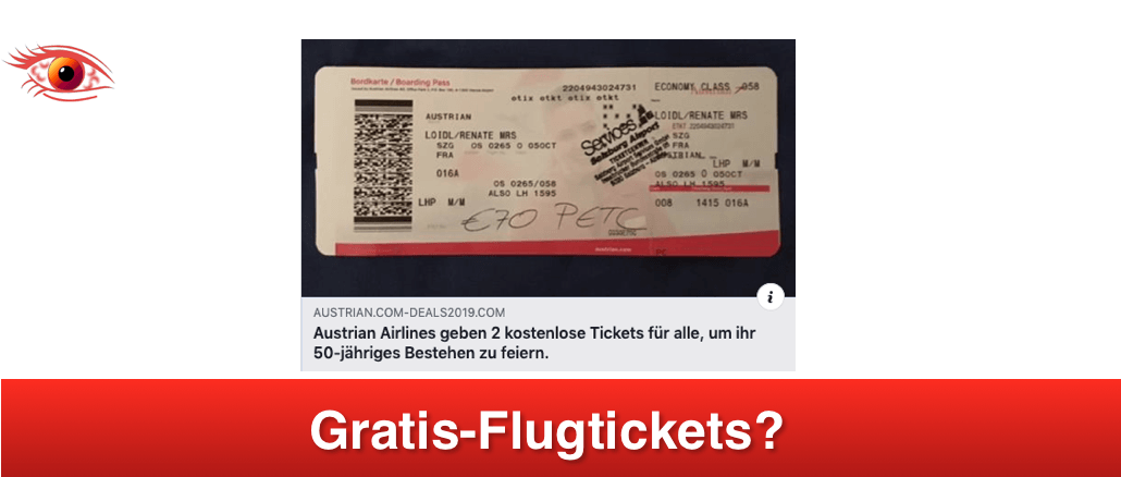 2019-04-30 Fake-Gewinnspiel im Namen von Austrian Airlines auf Facebook