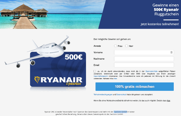 2019-04-30 Gewinnspiel 500 Euro Gutschein Ryanair