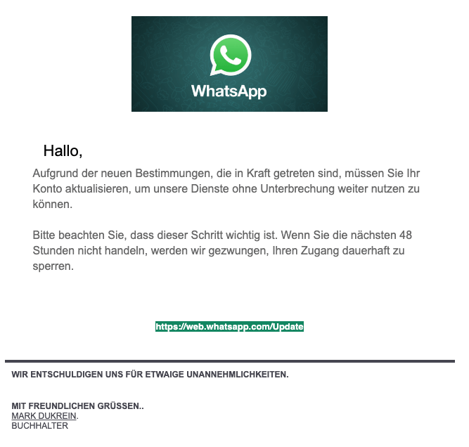 2019-06-11 WhatsApp Fake-Mail Neue Vorschriften treten in Kraft